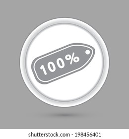 label percent. circle grey icon with a shadow.