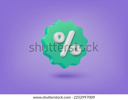 Label with percent vector icon. Turquoise blot with white discount special. 3D Web Vector Illustrations. 