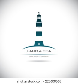 Label with a picture of the lighthouse