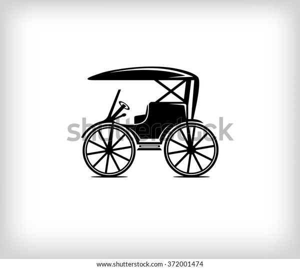 Label with a\
picture of an old car.\
Vector.