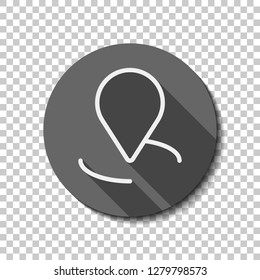 label or pin map on circle target, outline linear icon. flat icon, long shadow, circle, transparent grid. Badge or sticker style