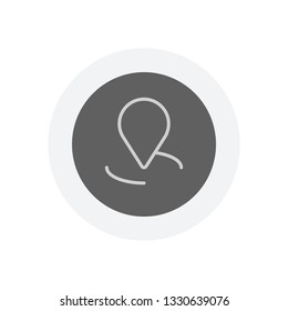 label or pin map on circle target, outline linear icon. Icon in colored circle with gray bold border. Web button, modern flat design