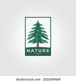 Label Pine Tree Logo Vintage Woodland Symbol Vektorgrafik Design