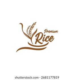 Label premium rice vector logo