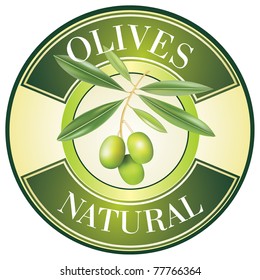 Label for product. Olive oil. Green olives.