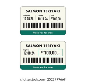 Produit d'étiquette, étiquettes de Prix avec code barre. autocollants template pour magasin de détail, illustration vectorielle