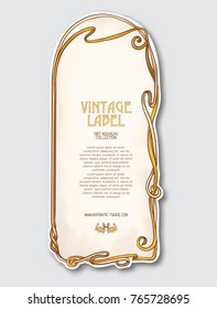 Label for products or cosmetics in art nouveau style, vintage, old, retro style.
 Stock vector illustration.