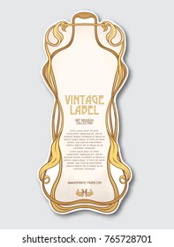 Label for products or cosmetics in art nouveau style, vintage, old, retro style.
 Stock vector illustration.