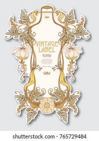 Label for products or cosmetics in art nouveau style, vintage, old, retro style.
Stock vector illustration.