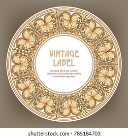 Label for products or cosmetics in art nouveau style, vintage, old, retro style.
 Stock vector illustration.