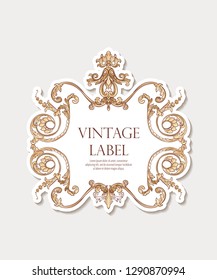 Label for products or cosmetics in In rococo style, in renaissance style, in baroque style, vintage, old, retro style. Stock vector illustration.