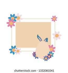 label rabbit ears and flowers