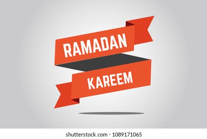 Label ramadan kareem with colour red 