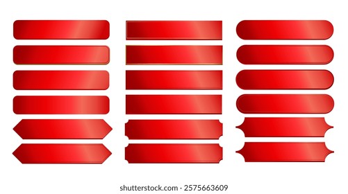 Label Red Button tag banner - Ribbon sticker sale badge promotion Vector illustration.