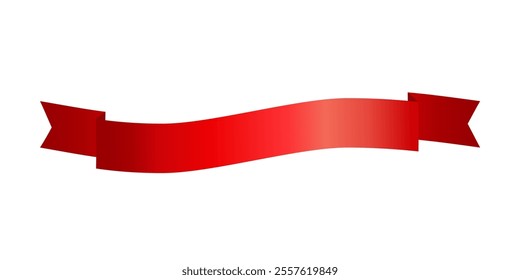 Label Red Curved Ribbon tag banner - sticker sale badge promotion Vector illustration.