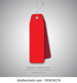 Label red hanging tag collection illustration on gray background