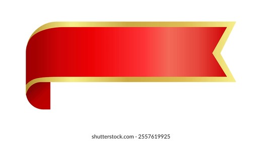 Label Red luxurious Ribbon tag banner - sticker sale badge promotion Vector illustration.