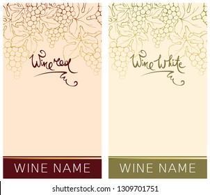 Label for red and white wine. Vector illustration, set floral design element