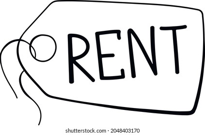 Label rent vector simple doodle.