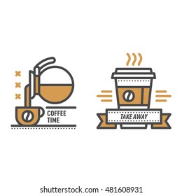 Label for restaurant coffee monogram logo design