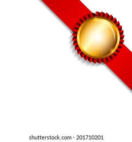 Label with Ribbon Isolated on White Background Vector Illustration