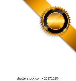 Label with Ribbon Isolated on White Background Vector Illustration