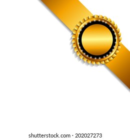 Label with Ribbon Isolated on White Background Vector Illustration