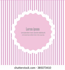 label with ribbon on stripe background.