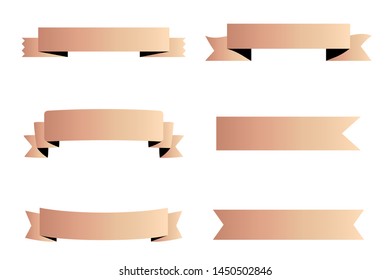 Label ribbon rose metal vector icon set. Isolated flat illustration design collection on white background. Cutting symbol template for web, app, flyer, banner, tag