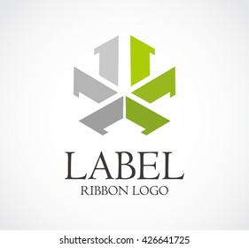 Label ribbon of star abstract vector and logo design or template alliance business icon of company identity symbol concept