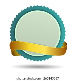 Label and ribbon. Vector illustration.