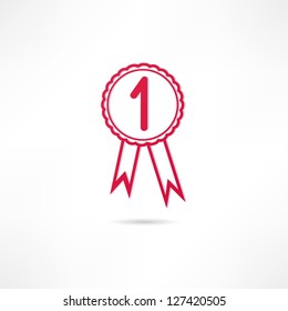Label with ribbons. Award icon