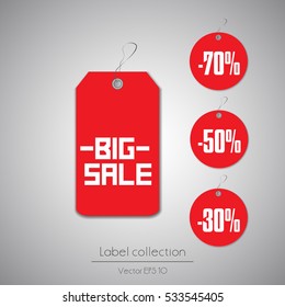 Label round set hanging tag collection illustration on gray background