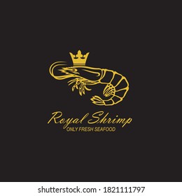 label of royal shrimp isolated on black background