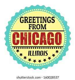 Label or  rubber stamp with text Greetings from Chicago, vector illustration