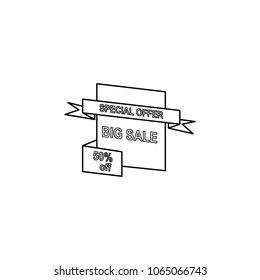 label sale of 50 discount on a ribbon icon. Element of sale signs for mobile concept and web apps. Thin line icon for website design and development, development. Premium icon on white background