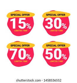 label sale banner modern, 15% off banner, 50%, 70%, 30% sale banner. discount banner vektor