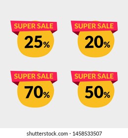 label sale banner for web and mobile promotion, 25% off banner, 50%, 70%, 35% sale banner. discount banner vektor