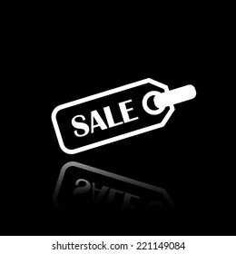 Label sale. Black and white icon. Specular reflection. Vector illustration. 