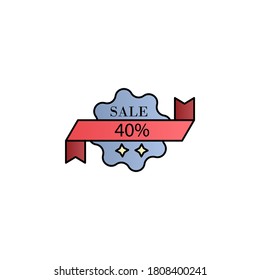 Label, sale, discount, 40 percent color gradient vector icon
