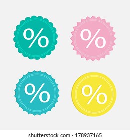 Label sale percent set. Flat design. Vector illustration.