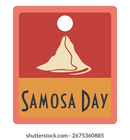 Etiqueta para la celebración del Día de la Samosa, Ilustración vectorial.