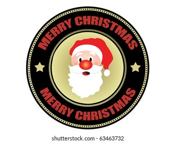 Label with Santa shape and the text Merry Christmas written inside