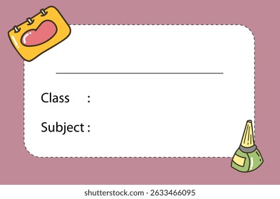 label school. Name tag for kids