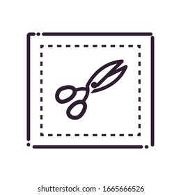 label with scissor line style icon design of shopping commerce market store shop retail buy paying banking and consumerism theme Vector illustration