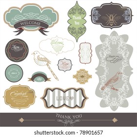 label scrap-booking sticker set -best card elements