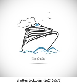 Label Sea cruise. Ocean liner.