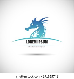 Label with a seahorse. Vector.