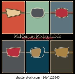 Label Set from the 1950s, Mid Century Modern Colors and Shapes 