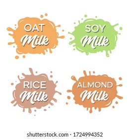 Label Set with almond, soy, coconut, rice milk.
